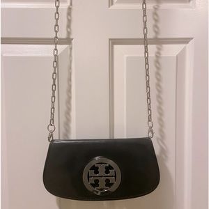 Tory Burch black leather clutch/shoulder bag